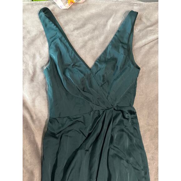NWT After Regular Length Evergreen Dress Satin Faux Wrap Gown - Picture 8 of 10